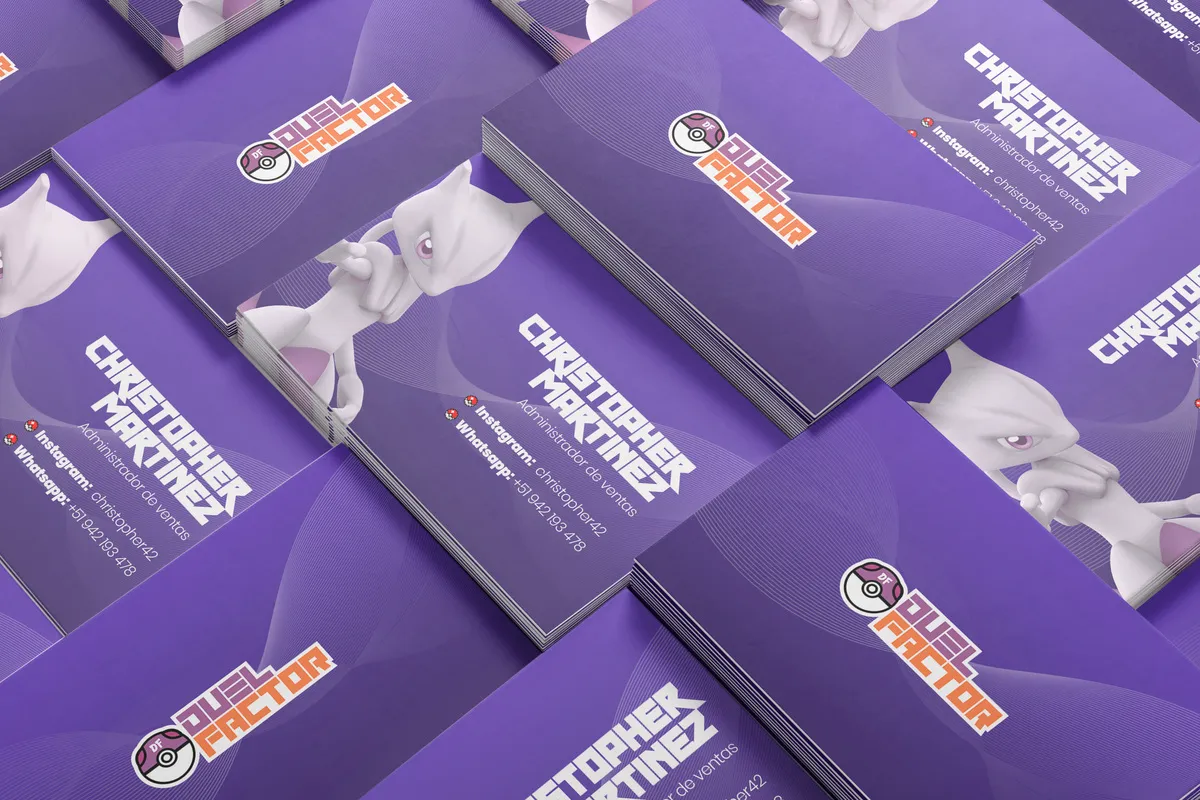 Tarjetas de presentación de la empresa Duel Factor